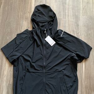 Black Lululemon Pacer Breaker Jacker and Shorts Set